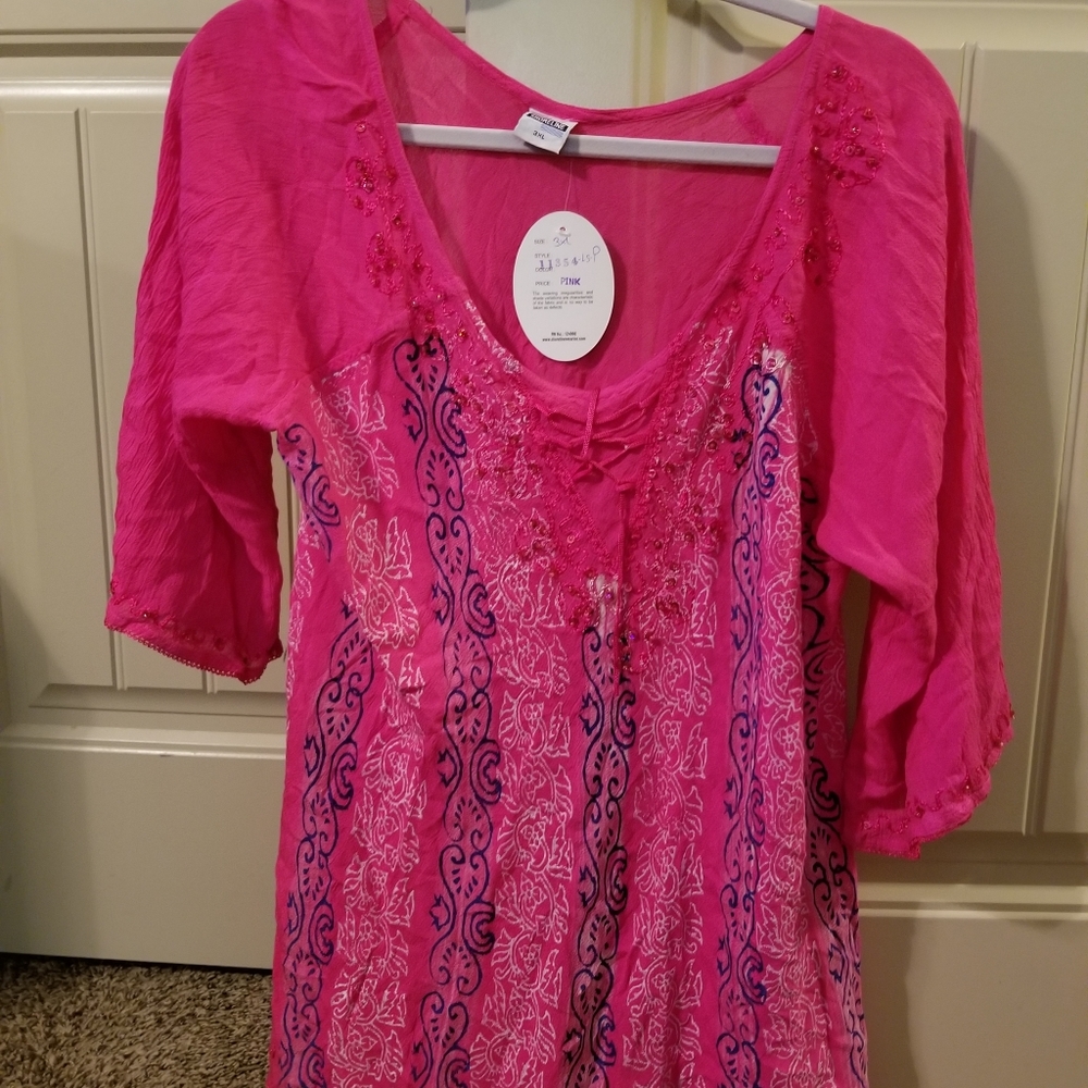 Hot pink light weight shirt/cover-up